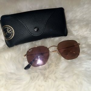 Pink ray bans hexagonal sunglasses